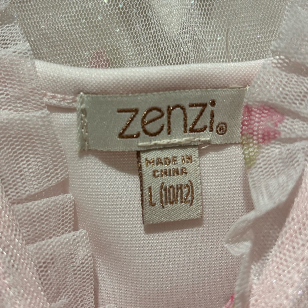 Zenzi Sleeveless Floral Tulle Dress Blush Pink Girls Large 10-12 Easter Spring - Picture 10 of 11